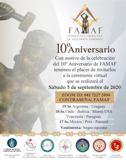 10º Aniversario de la Federación Americana de Masonería Femenina