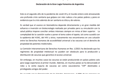 Declaración de la Gran Logia Femenina de Argentina – Bioética, Derechos Humanos y Propiedad Intelectual